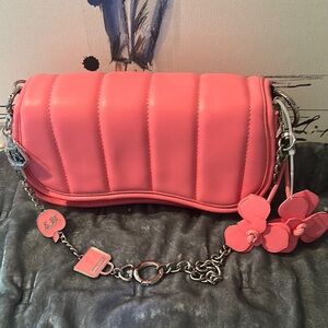 Steve Madden quilted  shoulder bag with silver hardware and  flower charm